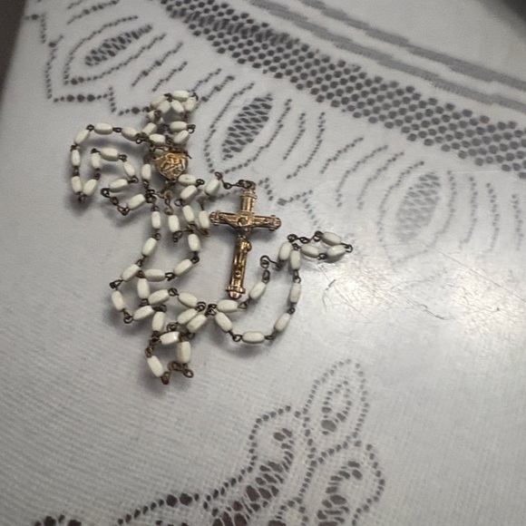 Gold and White Rosary Beads - Picture 2 of 3
